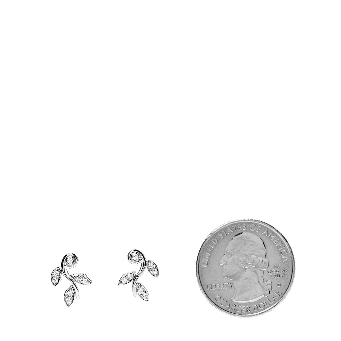 Platinum Diamond Mini Garland Leaf Earrings