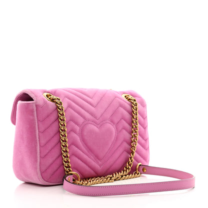 Gucci Velvet Matelasse Marquise Crystals Embroidered Small GG Marmont Shoulder Bag Malva 3 of 9