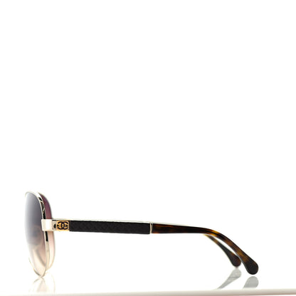 Chanel Lambskin Quilted CC Aviator Sunglasses 4195-Q Brown Gold 2 of 7
