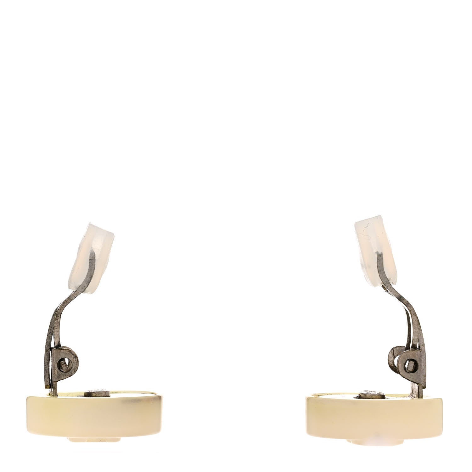 Chanel Resin CC Round Clip On Earrings Silver Pink 3 of 4
