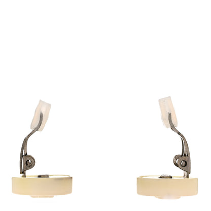 Chanel Resin CC Round Clip On Earrings Silver Pink 3 of 4