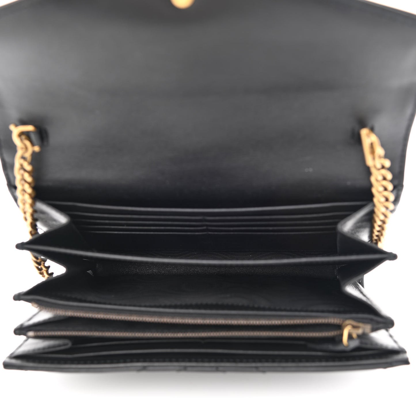 Calfskin Matelasse GG Marmont Chain Wallet Black