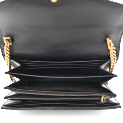 Gucci Calfskin Matelasse GG Marmont Chain Wallet Black 5 of 11
