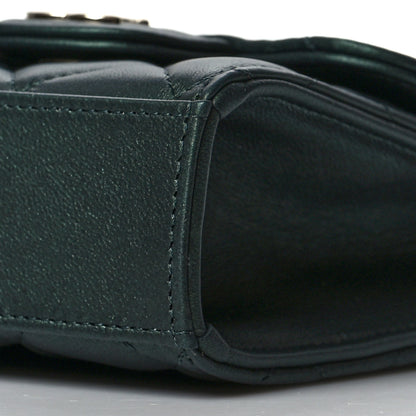 Chanel Iridescent Lambskin Quilted Top Handle Flap Clutch With Chain Dark Green 10 of 10