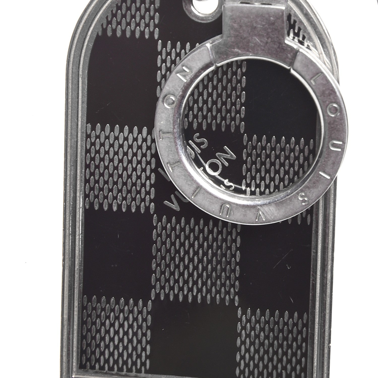 Louis Vuitton Metal Damier Luggage Tag Key Holder Silver 3 of 5