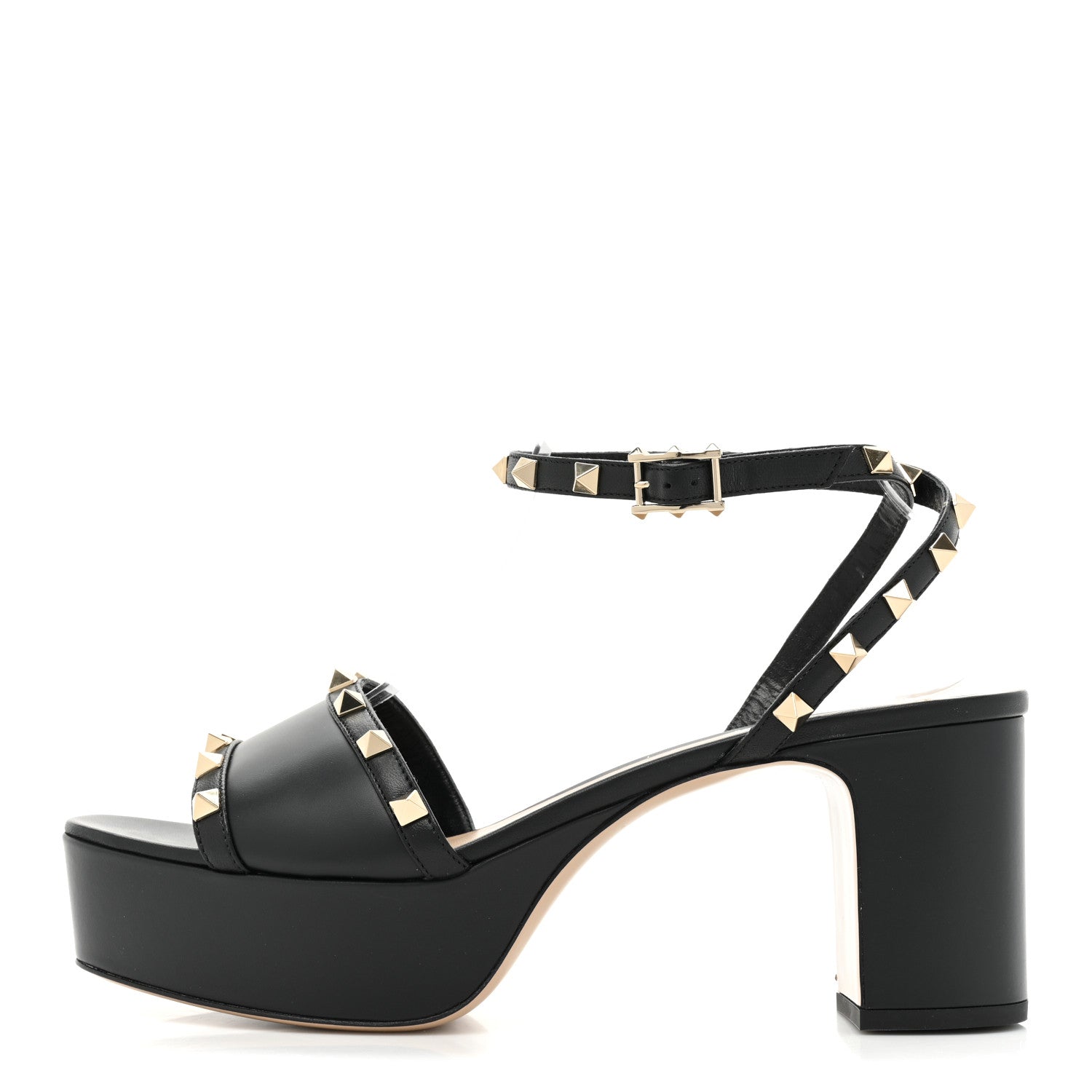 Valentino Garavani Calfskin Rockstud 35/75mm Platform Sandals 41 Black 1 of 9