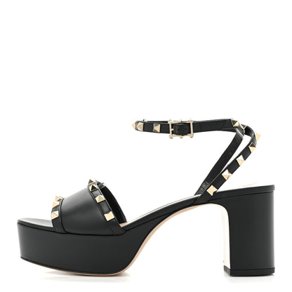 Valentino Garavani Calfskin Rockstud 35/75mm Platform Sandals 41 Black 1 of 9