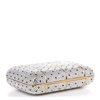 Judith Leiber Swarovski Crystal Minaudiere Clutch Silver Multicolor 4 of 16