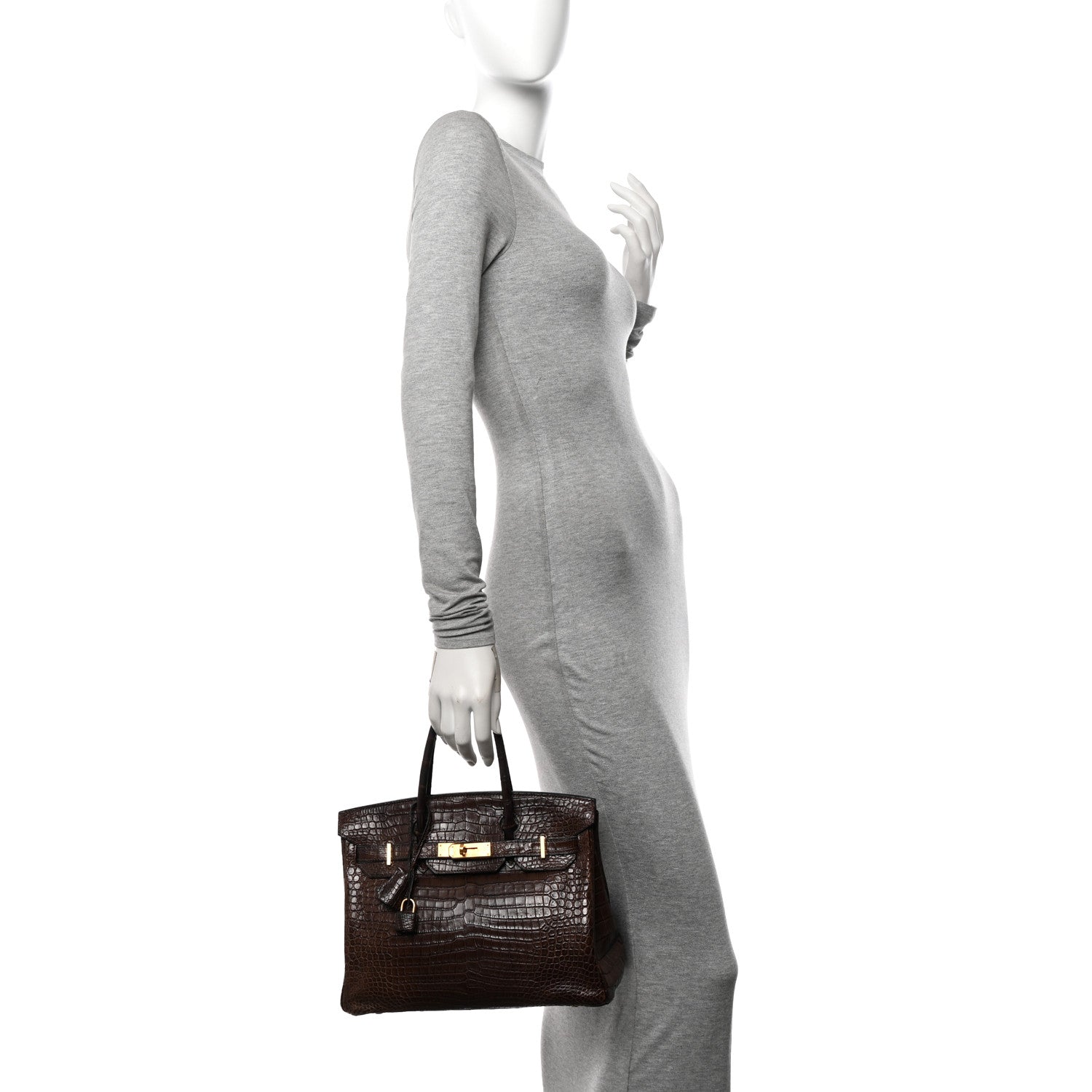 Hermes Matte Porosus Crocodile Birkin 30 Havane 3 of 21