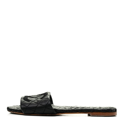 Chanel Lambskin Quilted Embroidered CC Mules Sandals 36 Black 1 of 15