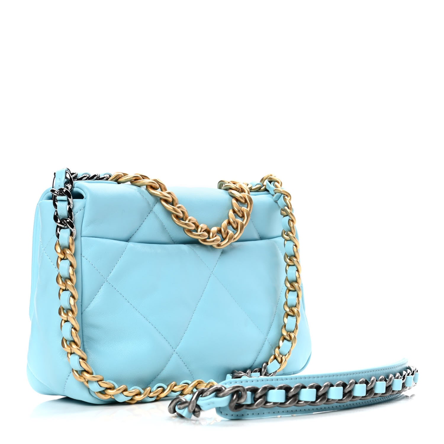 Chanel Lambskin Quilted Medium Chanel 19 Flap Light Blue 2 of 5