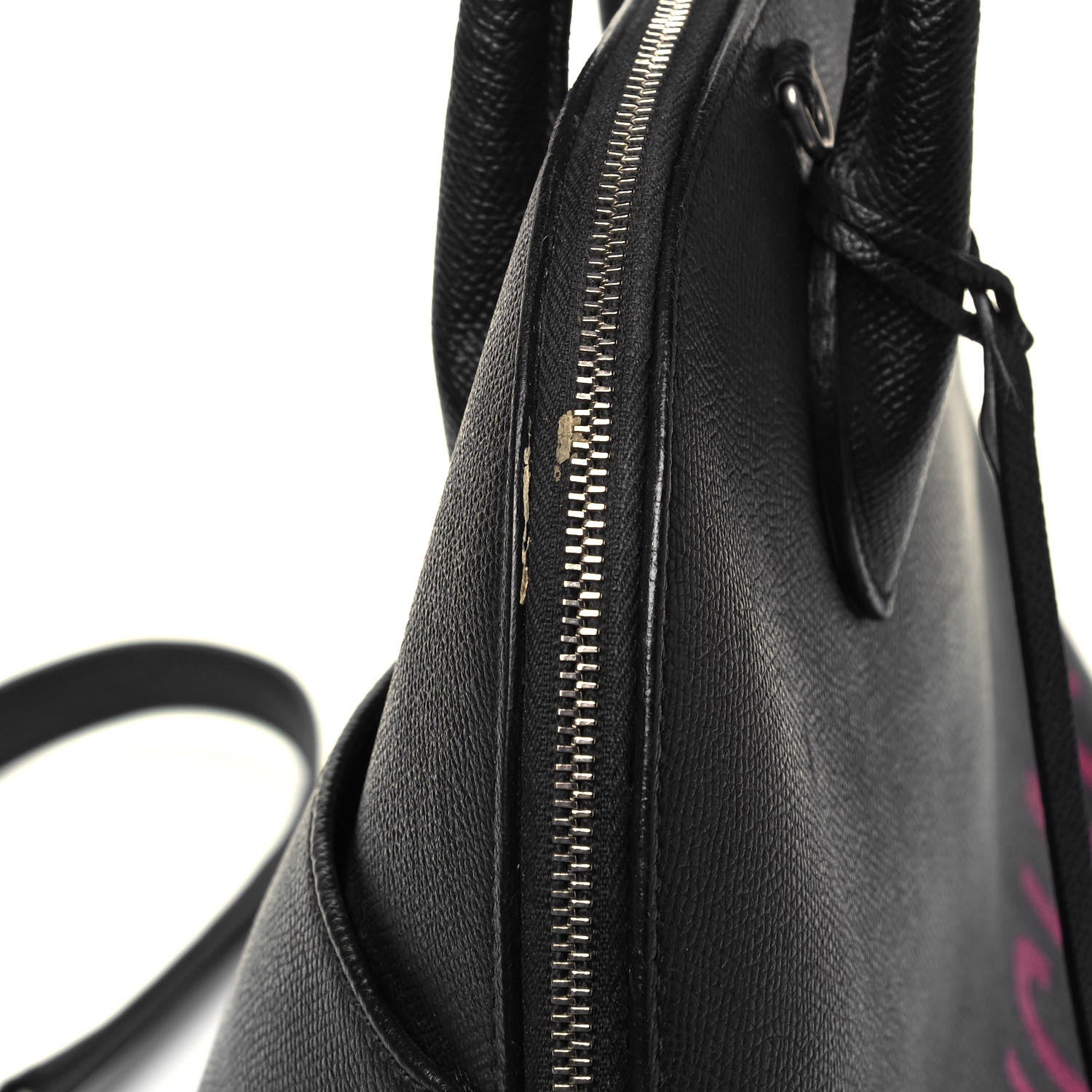 Balenciaga Signature Grained Calfskin Logo M Ville Top Handle Bag Black Rose Shocking 8 of 11