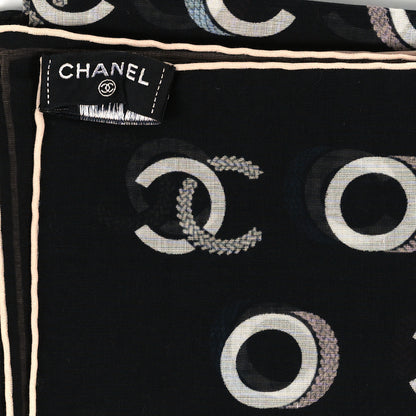 Chanel Cotton CC Coco Bandana Black Ecru 3 of 3