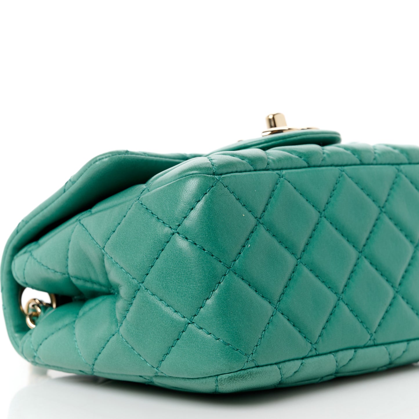 Lambskin Quilted Mini Square Flap Green