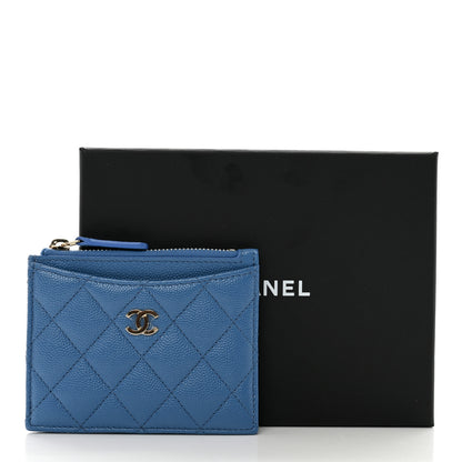 Chanel Caviar Quilted CC Zip Card Holder Blue 8 of 8