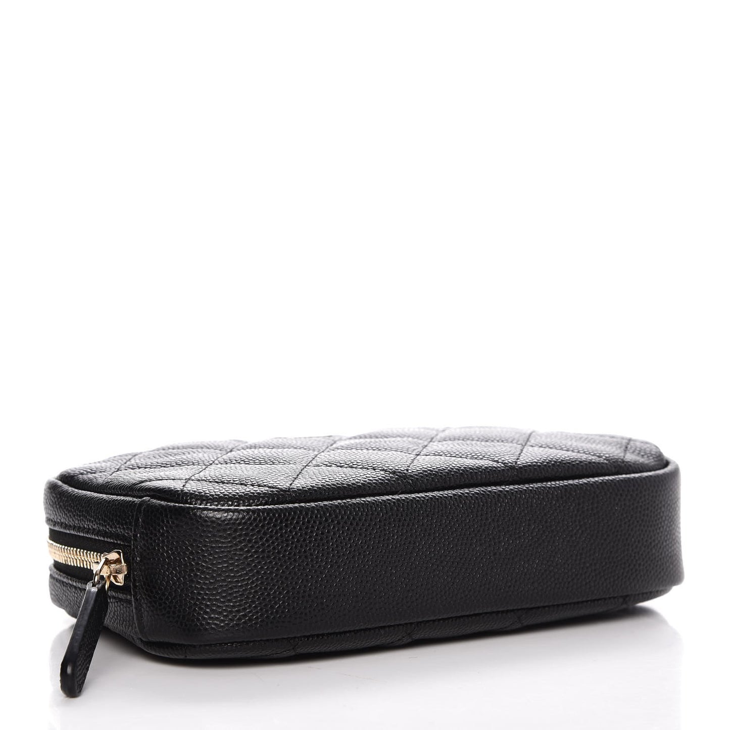 Caviar Quilted Small Curvy Pouch Cosmetic Case Black