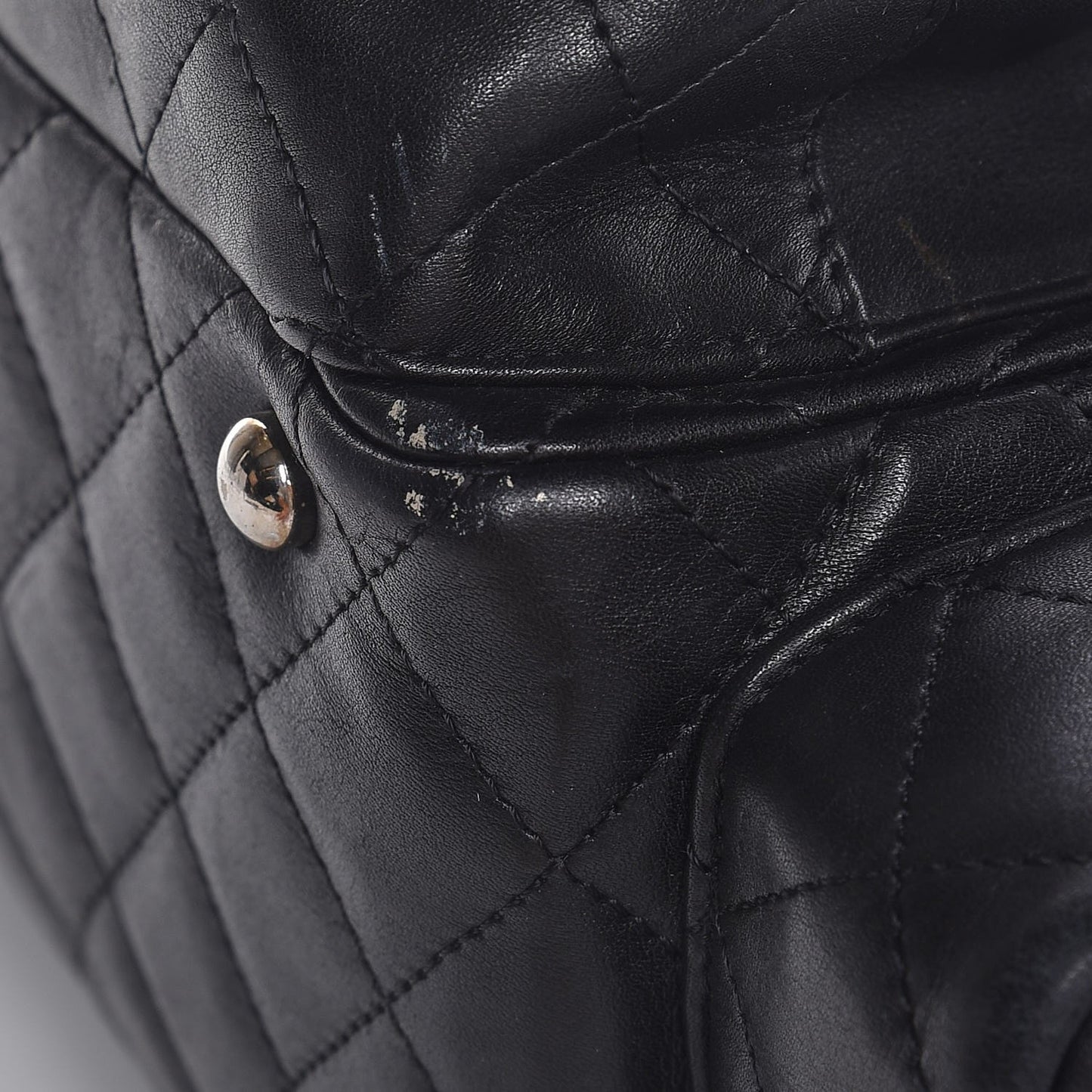 Calfskin Quilted Small Cambon Multipocket Reporter Black