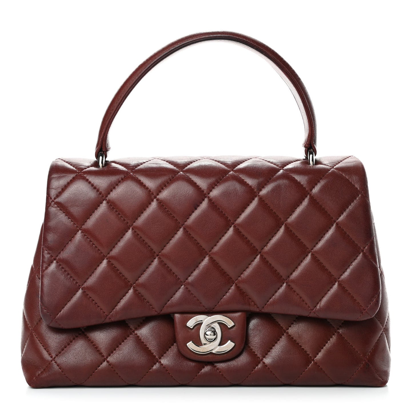Lambskin Quilted Medium Kelly Flap Bag Burgundy