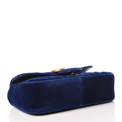 Gucci Velvet Matelasse Mini GG Marmont Shoulder Bag Cobalt Blue 4 of 10