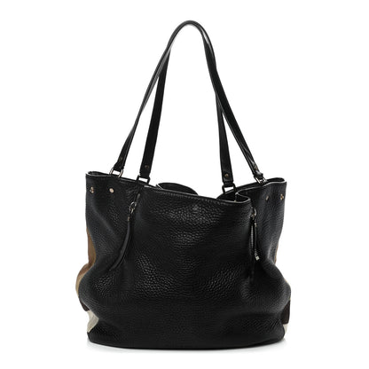 Burberry Grainy Calfskin House Check Medium Maidstone Black 1 of 18