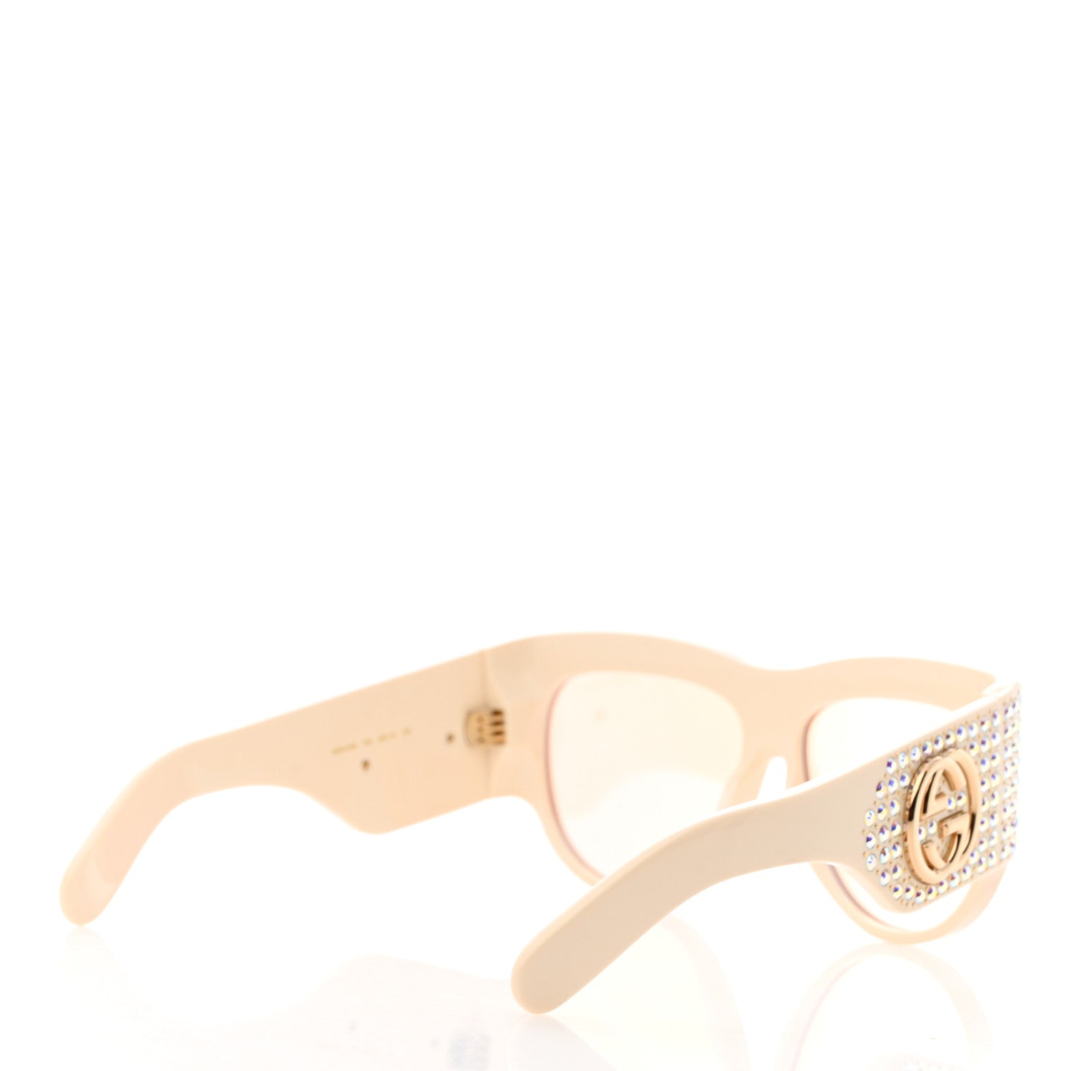 Gucci Acetate Crystal Oversize Hollywood Forever Sunglasses GG0144S Ivory 4 of 8