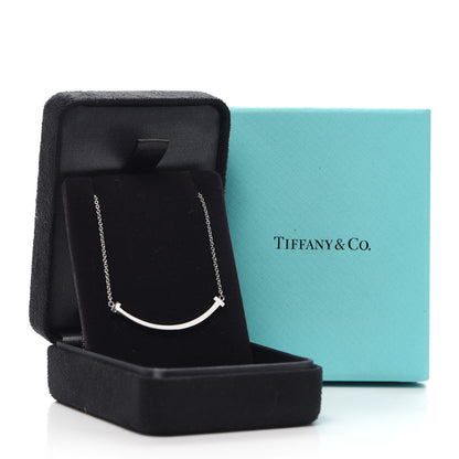 Tiffany 18K White Gold Small T Smile Pendant Necklace 6 of 6