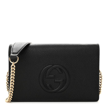 Gucci Pebbled Calfskin Soho Wallet On Chain Black 1 of 10