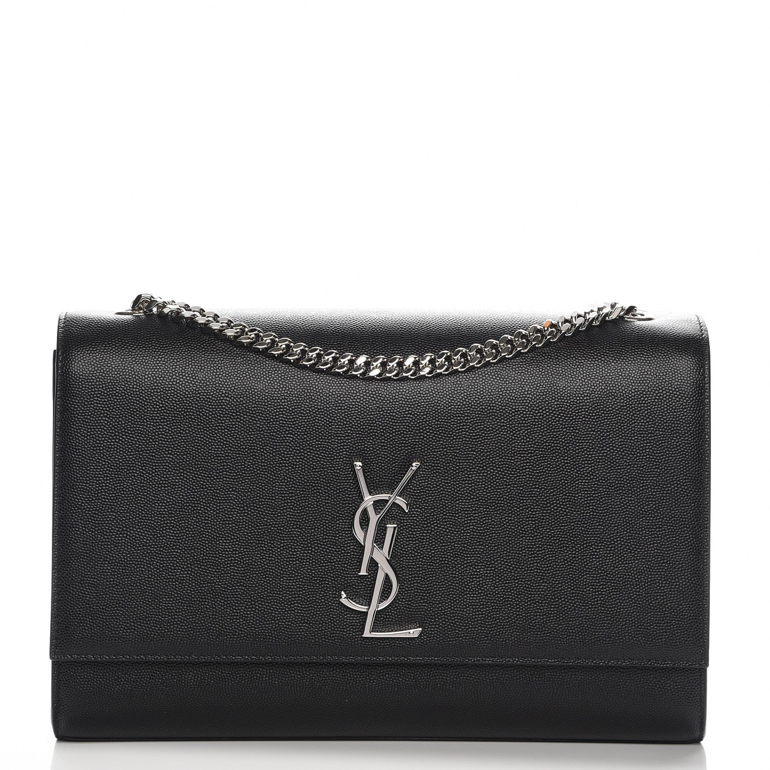 Saint Laurent Grain De Poudre Large Classic Monogram Kate Satchel Black 1 of 7