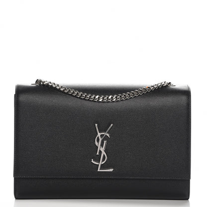 Saint Laurent Grain De Poudre Large Classic Monogram Kate Satchel Black 1 of 7