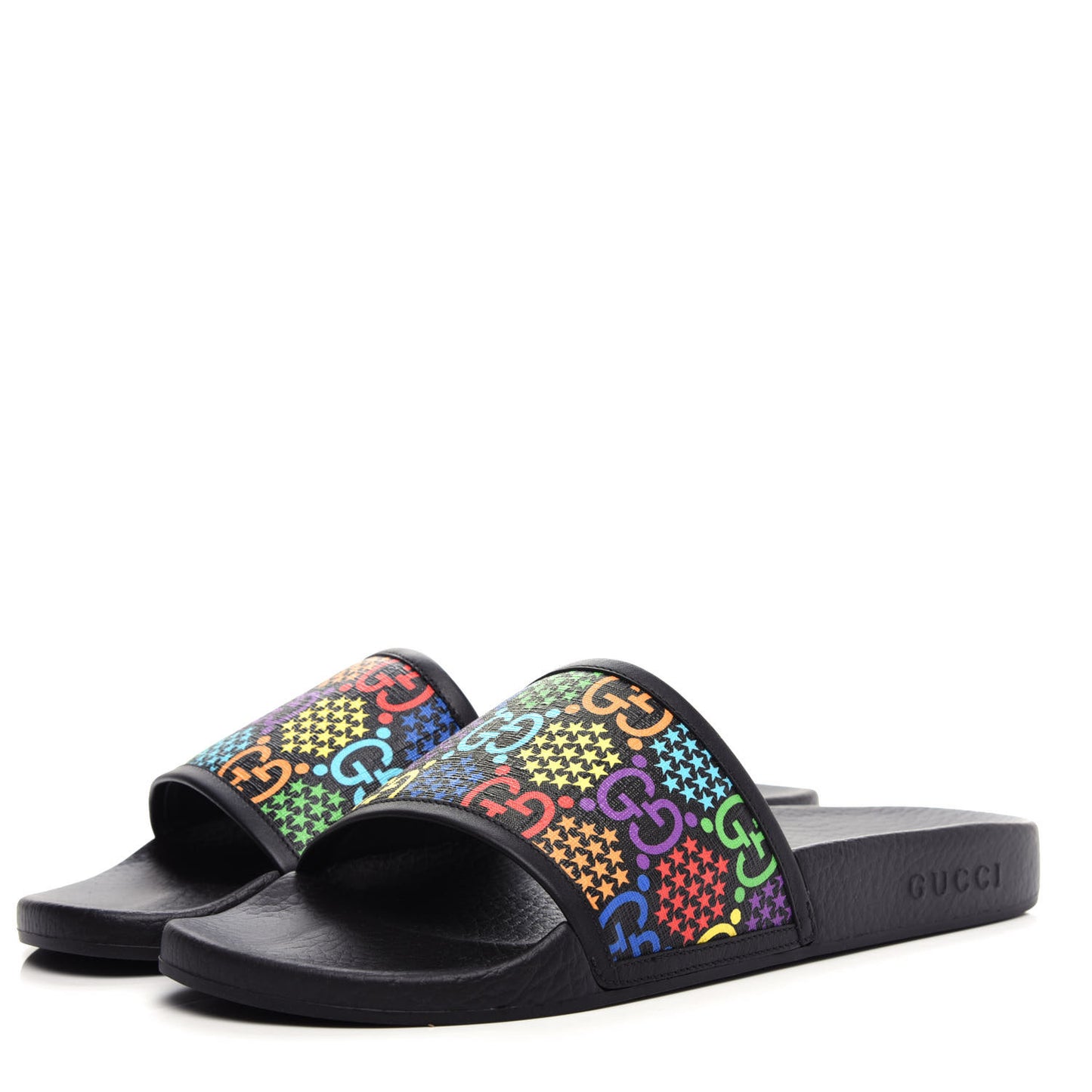 GG Supreme Monogram Psychedelic Slide Sandals 10 Black Multicolor