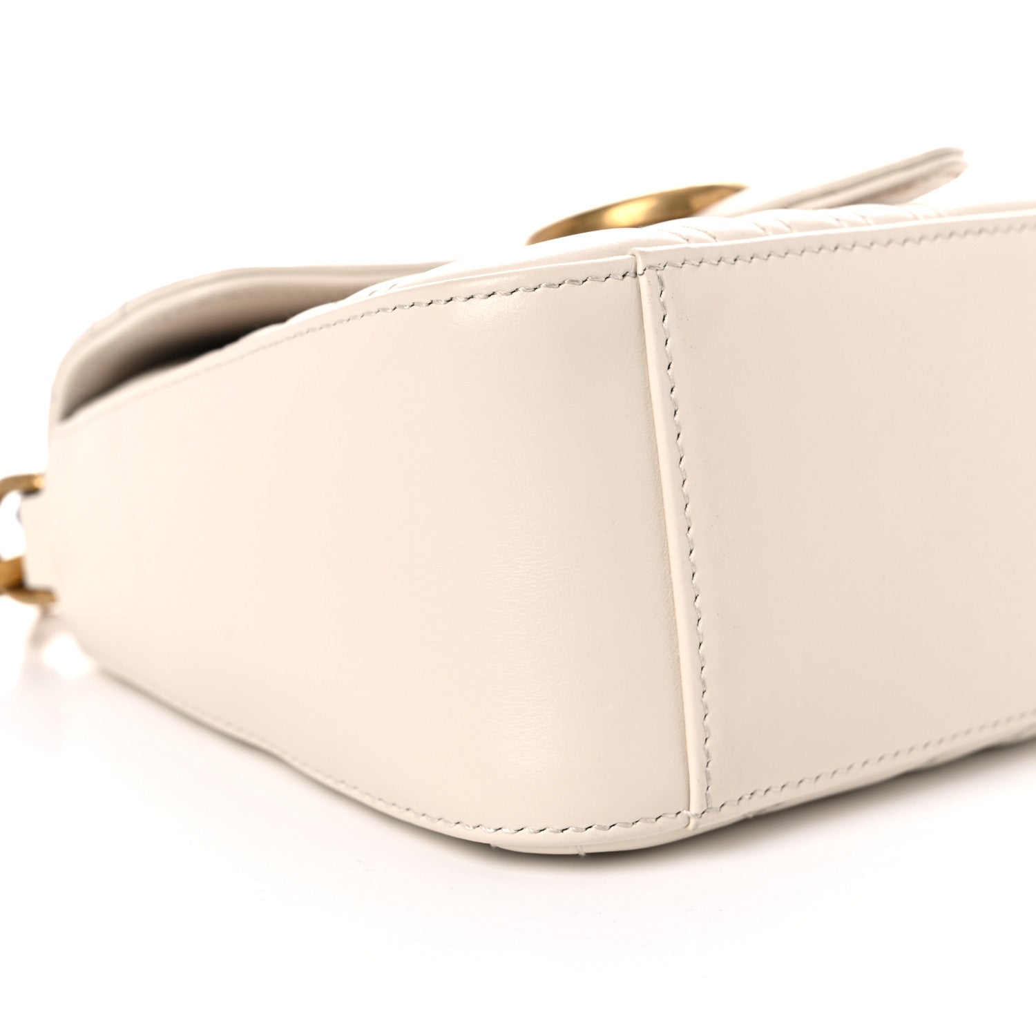 Gucci Calfskin Matelasse Mini GG Marmont Top Handle Shoulder Bag White 9 of 11