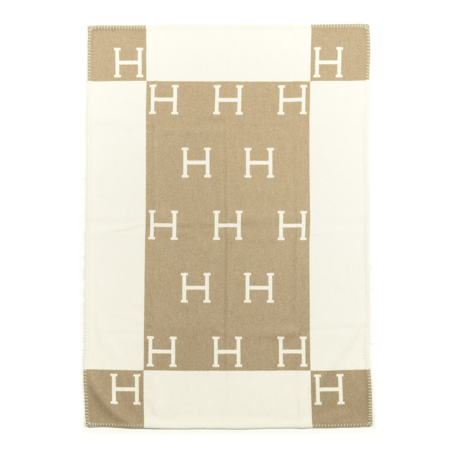 Wool Cashmere Avalon Baby Blanket Noisette Moyen White