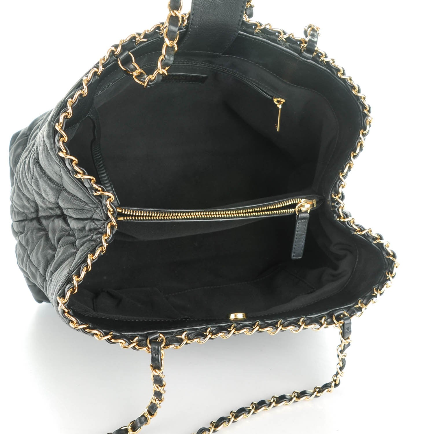 Chanel Calfskin Quilted Small Chain Me Tote Black 5 of 7