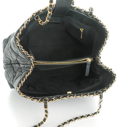 Chanel Calfskin Quilted Small Chain Me Tote Black 5 of 7