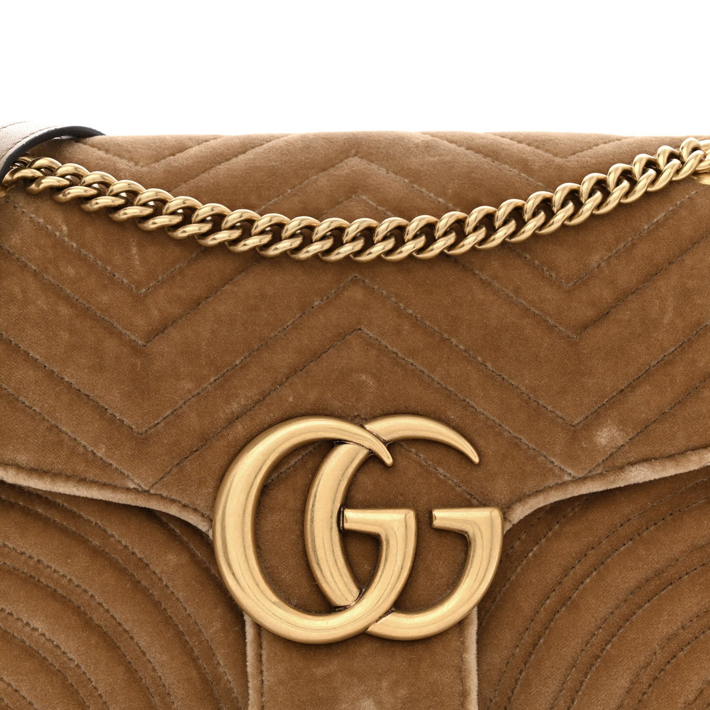 Velvet Matelasse Medium GG Marmont Shoulder Bag Taupe