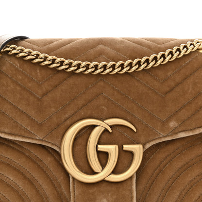 Gucci Velvet Matelasse Medium GG Marmont Shoulder Bag Taupe 8 of 12