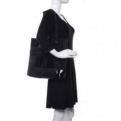 Chanel Tweed Patchwork Tote Black 2 of 10
