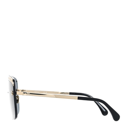 Chanel Metal Shield Sunglasses Gold Grey 3 of 7
