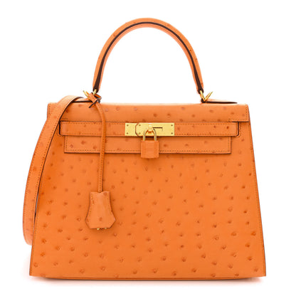 Hermes Ostrich Kelly Sellier 28 Abricot 1 of 11