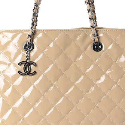 Chanel Patent Calfskin Quilted Shopping Tote Beige 11 of 11