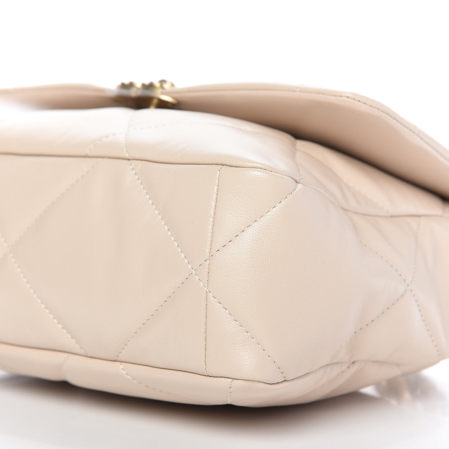 Goatskin Quilted Large Chanel 19 Flap Beige