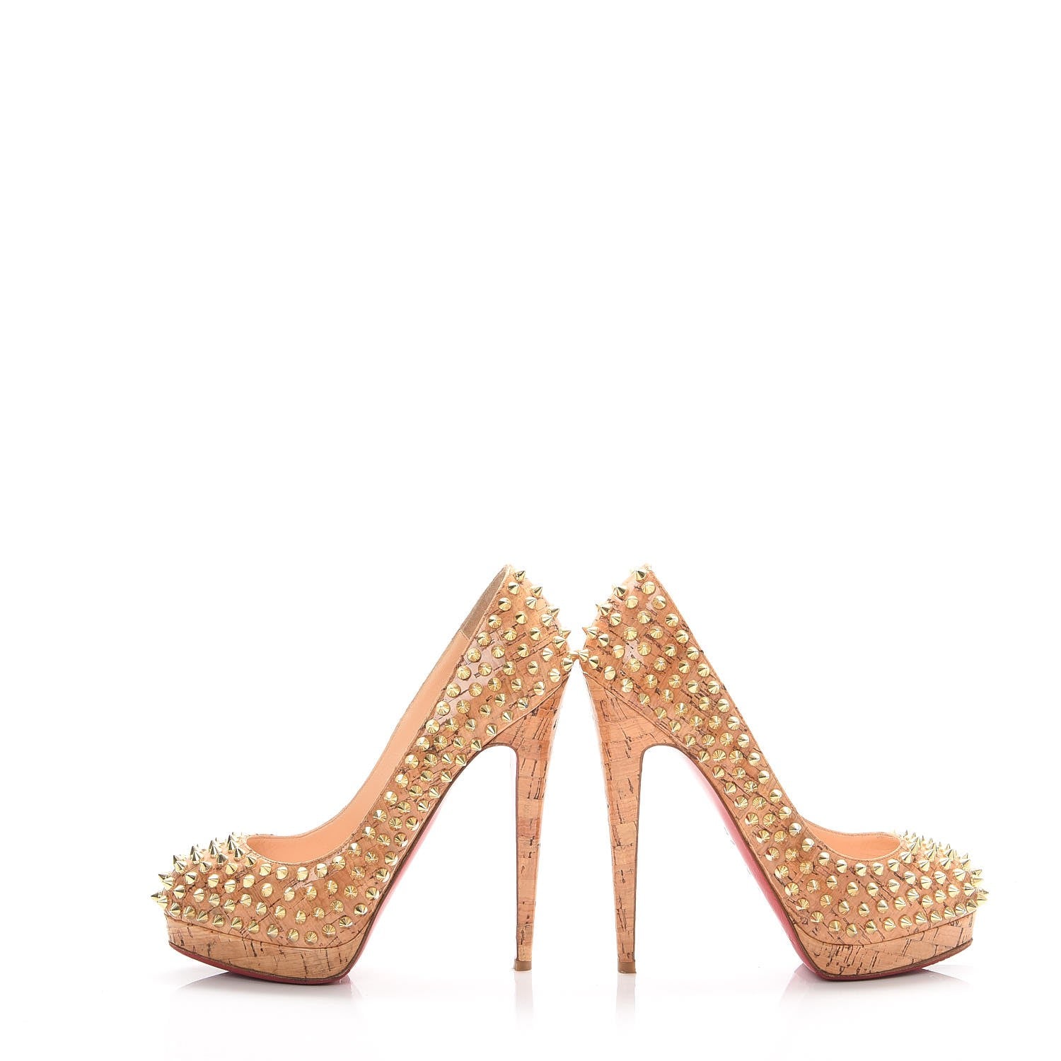 Christian Louboutin Cork Lucido Yolanda 120 Spikes Pumps 37.5 Natural 5 of 10