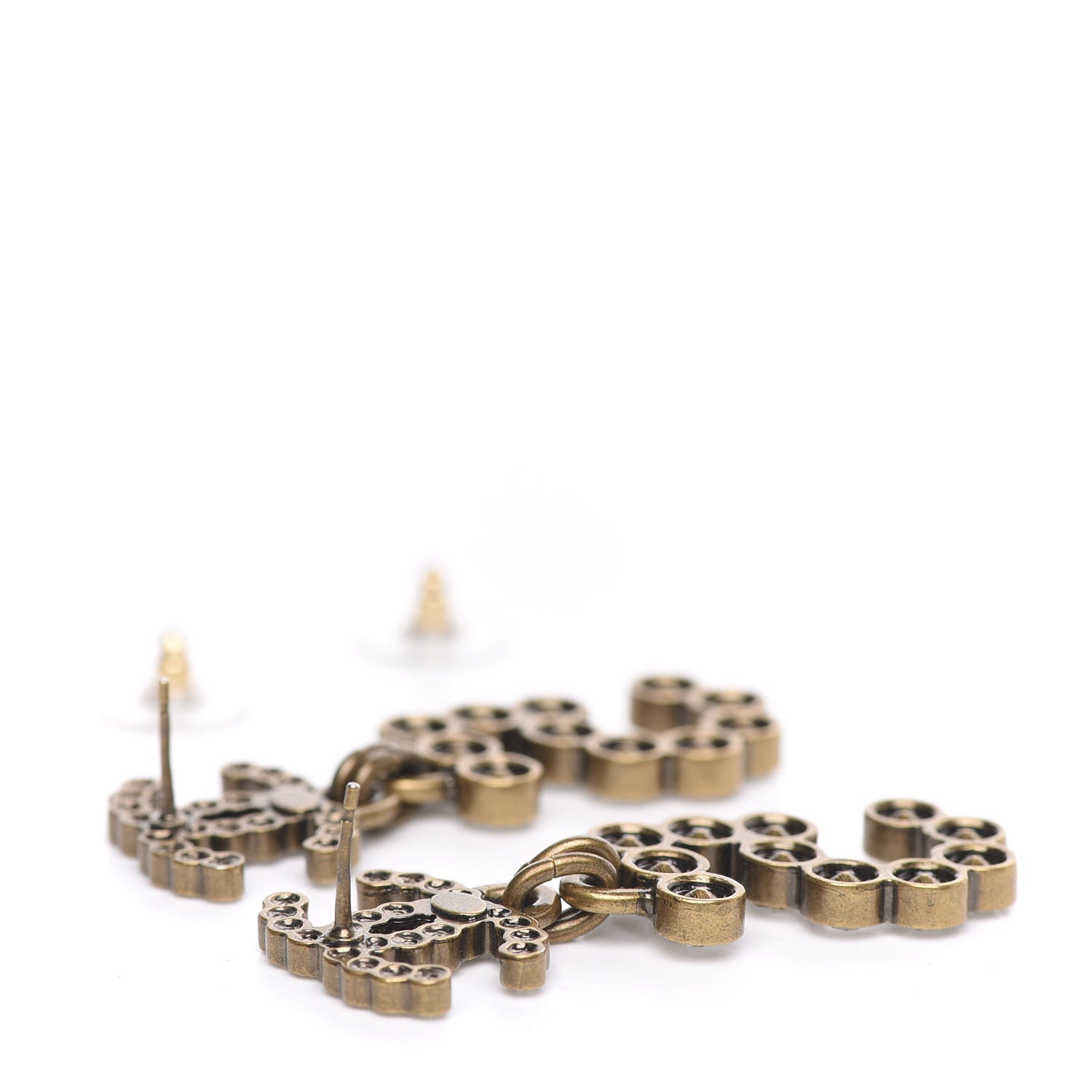Chanel Metal Crystal City of Lights No 5 Drop Earrings Gold 3 of 5