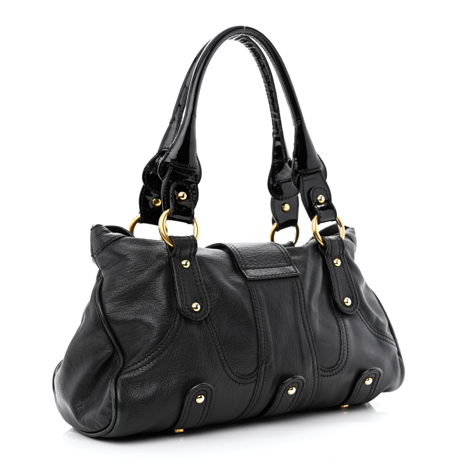 Valentino Garavani Grained Calfskin Catch Satchel Black 3 of 13