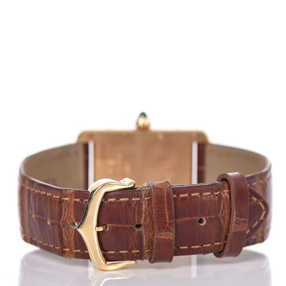 Cartier 18K Yellow Gold Alligator 26mm Tank Louis Quartz Watch Brown 5 of 11