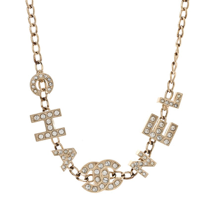 Chanel Crystal CC Letter Chain Necklace Gold Gold 4 of 6