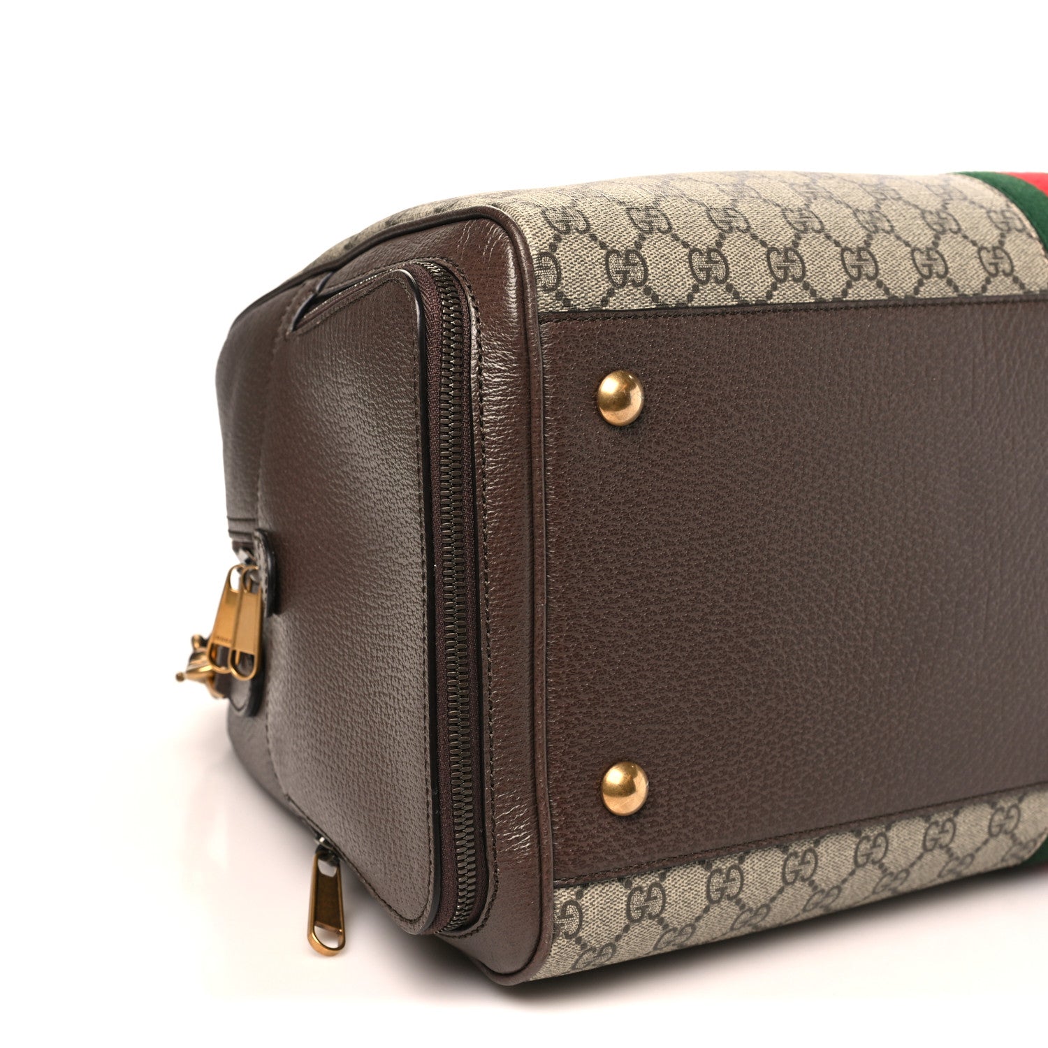 Gucci GG Supreme Monogram Textured Dollar Calfskin Web Large Savoy Bowling Bag Beige Ebony New Acero 8 of 9