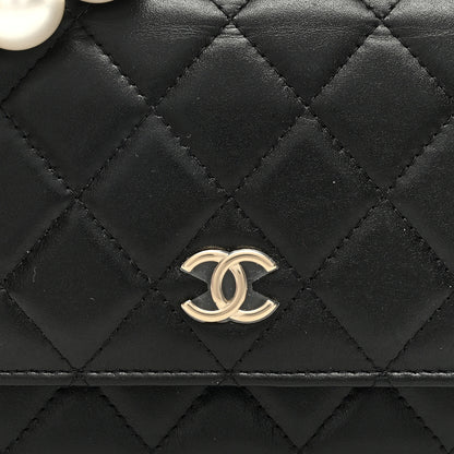Chanel Calfskin Quilted Mini Maxi Pearls Wallet On Chain WOC Black 8 of 11