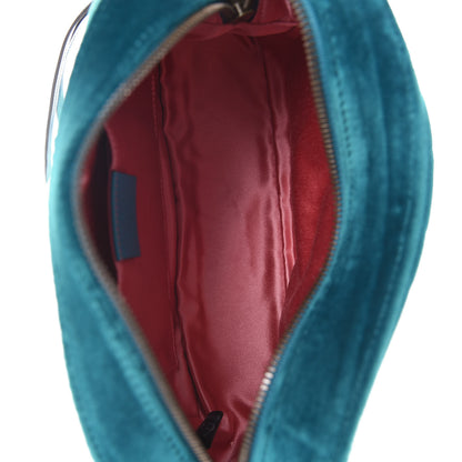 Gucci Velvet Matelasse Small GG Marmont Chain Shoulder Bag Pavone Cyan 5 of 10