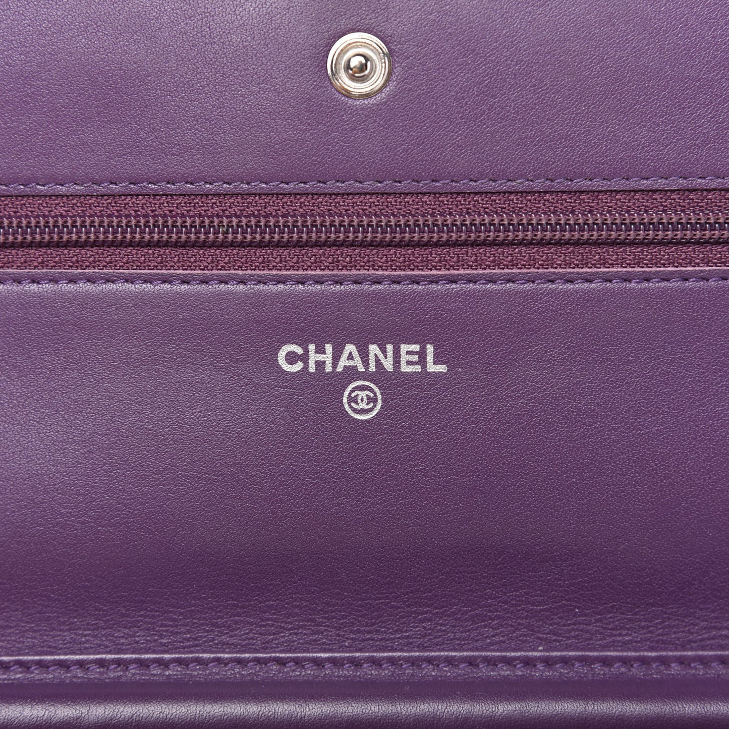 Patent Quilted Brilliant Wallet On Chain WOC Violet